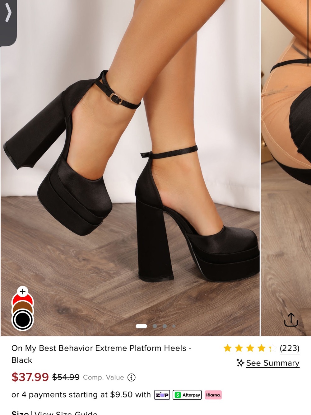 Fashion Nova Black Ankle-Strap Platform Heels